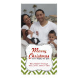 Noël vert moderne de photo de famille de Chevron Carte Avec Photo