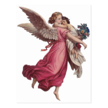 Noël vintage, ange victorien tenant un enfant cartes postales