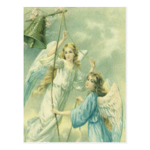 Noël vintage, anges victoriens avec Bell Cartes Postales