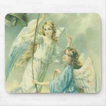 Noël vintage, anges victoriens avec Bell Tapis De Souris