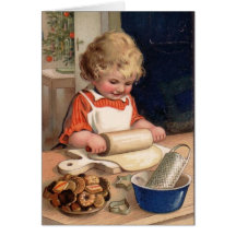 Noël vintage - biscuits de cuisson de fille carte de vœux