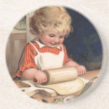 Noël vintage - biscuits de cuisson de fille dessous de verre