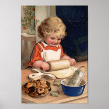 Noël vintage - biscuits de cuisson de fille posters