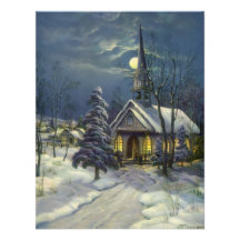 Noël vintage, église en hiver de neige de clair de invitations