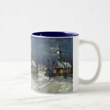 Noël vintage, église en hiver de neige de clair de tasse à café