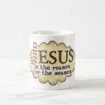 Noël vintage Jésus est la tasse de café de raison