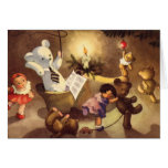 Noël vintage joue la danse, poupées de nounours cartes de vœux