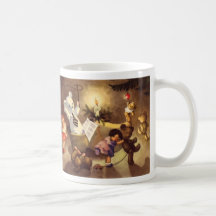 Noël vintage joue la danse, poupées de nounours tasse