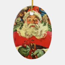 Noël vintage, le père noël pilotant des jouets de  décoration pour sapin de noël