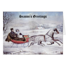 Noël vintage ; L'hiver de route, tour romantique Cartes De Vœux