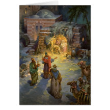 Noël vintage, nativité, Magi de visite Manger Cartes De Vœux