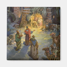 Noël vintage, nativité, Magi de visite Manger Aimants Pour Réfrigérateur