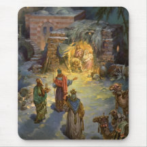 Noël vintage, nativité, Magi de visite Manger Tapis De Souris