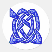 Noeud celtique 6 bleu-foncé adhésif rond