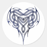 Noeud celtique bleu de coeur adhésifs ronds
