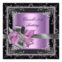 Noir argenté rose lilas de fête d'anniversaire 21è bristols