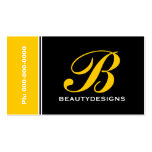 Noir audacieux de jaune de monogramme attirant cartes de visite