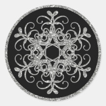 Noir, autocollant de mariage de flocon de neige de