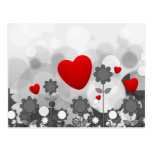 Noir/blanc mignon/gris fleurit le coeur de rouge d cartes postales