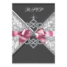 Noir blanc RSVP de rose de diamants Cartons D'invitation