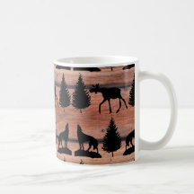 Noir bronzage rustique d'orignaux de pins sauvages mugs