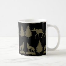 Noir bronzage rustique d'orignaux de pins sauvages mugs