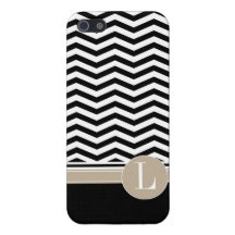 Noir chic du monogramme | de Chevron Coques iPhone 5