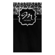 Noir d'argent de damassé de carte de visite de maq