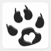Noir de l'empreinte de patte du chat autocollants