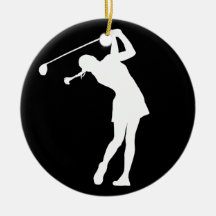 Noir de Madame Golfer Silhouette Ornament w/Name Ornement De Noël