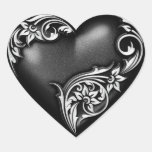 Noir de rouleau de coeur autocollants