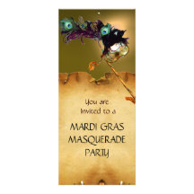 Noir de vert jaune de PARTIE de MASCARADE de MARDI Faire-part Personnalisé