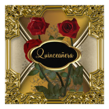 Noir d'or de fête d'anniversaire de Quinceañera Invitations Personnalisées