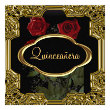 Noir d'or de fête d'anniversaire de Quinceanera Cartons D'invitation
