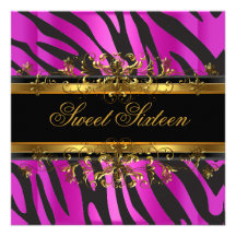 Noir d'or de roses indien de zèbre du sweet sixtee invitations personnalisées