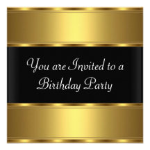 Noir d'or d'invitation de fête d'anniversaire