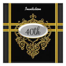 Noir élégant et or de fête d'anniversaire de charm cartons d'invitation