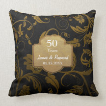 Noir et anniversaire de mariage de damassé cinquan coussin