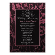 Noir et anniversaire de mariage de damassé de fram faire-part personnalisé
