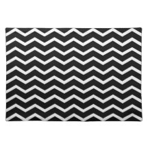 Noir et blanc classique audacieux de Chevron Sets De Table