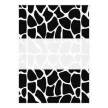 Noir et blanc de motif de girafe invitations personnalisées