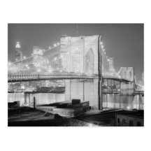 Noir et blanc de pont de Brooklyn Carte Postale