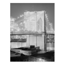 Noir et blanc de pont de Brooklyn Carte Postale
