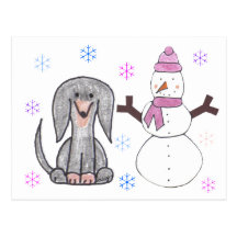 Noir et bonhomme de neige de teckel cartes postales