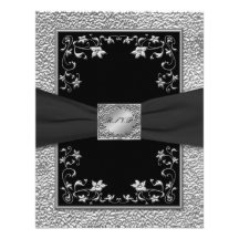 Noir et carte florale de l'étain RSVP Carton D'invitation