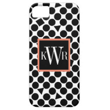 Noir et corail modernes de pois coque iPhone 5 Case-Mate