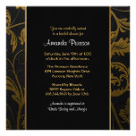Noir et damassé d'or - douche nuptiale 2 invitations personnalisables