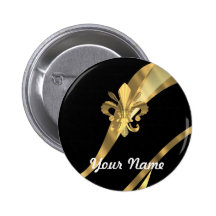 Noir et gold fleur de lys badge avec épingle