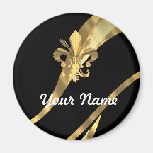 Noir et gold fleur de lys magnets pour réfrigérateur