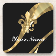 Noir et gold fleur de lys sous-bock